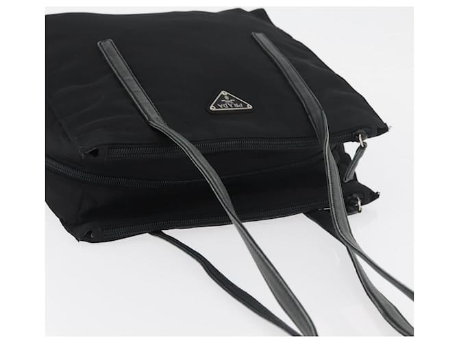 PRADA Tote Bag Nylon Black Silver - vista 6