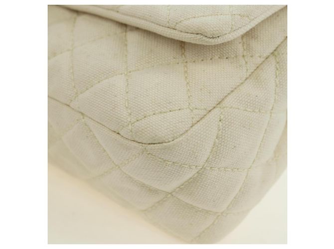 CHANEL Bolso de hombro Matelassé con cadena Canvas Blanco Plata CC - vista 11
