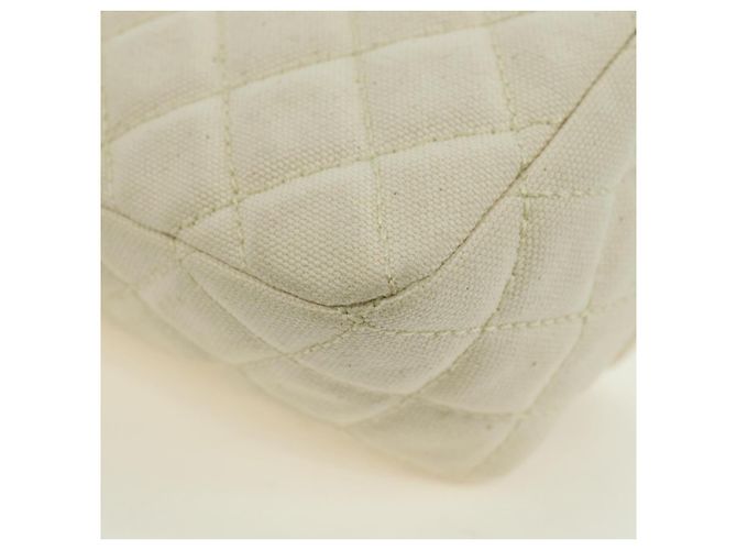 CHANEL Bolso de hombro Matelassé con cadena Canvas Blanco Plata CC - vista 13