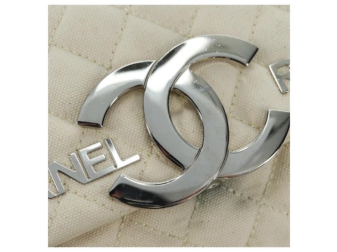 CHANEL Bolso de hombro Matelassé con cadena Canvas Blanco Plata CC - vista 15