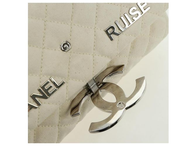 CHANEL Bolso de hombro Matelassé con cadena Canvas Blanco Plata CC - vista 17