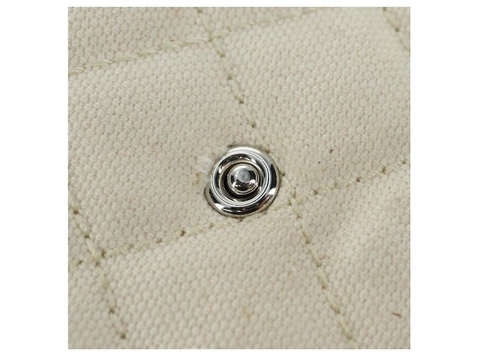 CHANEL Bolso de hombro Matelassé con cadena Canvas Blanco Plata CC - vista 19