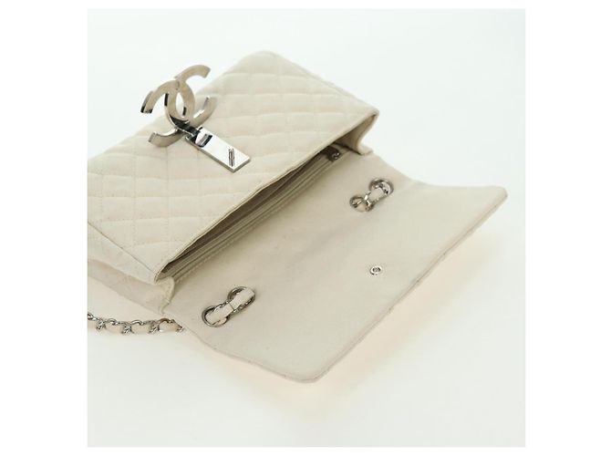CHANEL Bolso de hombro Matelassé con cadena Canvas Blanco Plata CC - vista 20