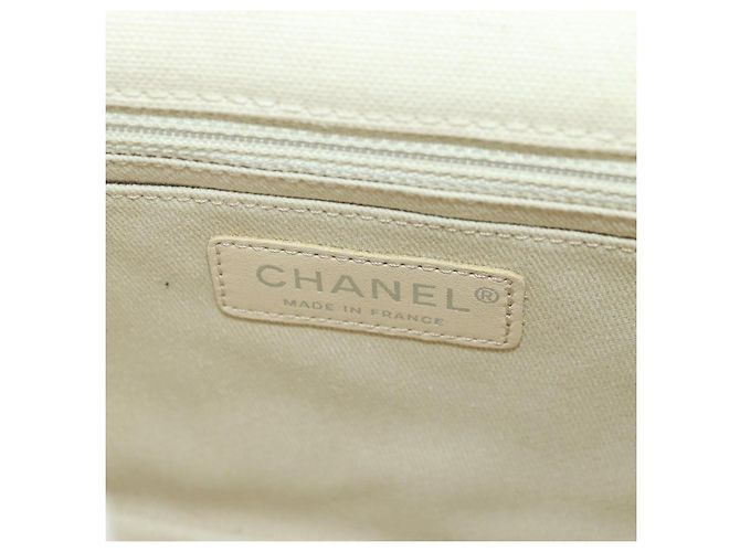 CHANEL Bolso de hombro Matelassé con cadena Canvas Blanco Plata CC - vista 21