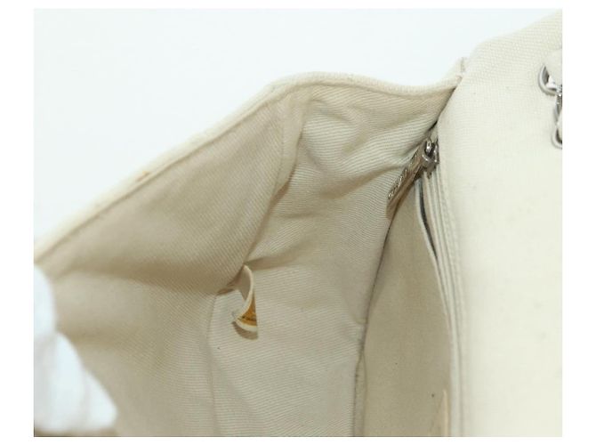 CHANEL Bolso de hombro Matelassé con cadena Canvas Blanco Plata CC - vista 23