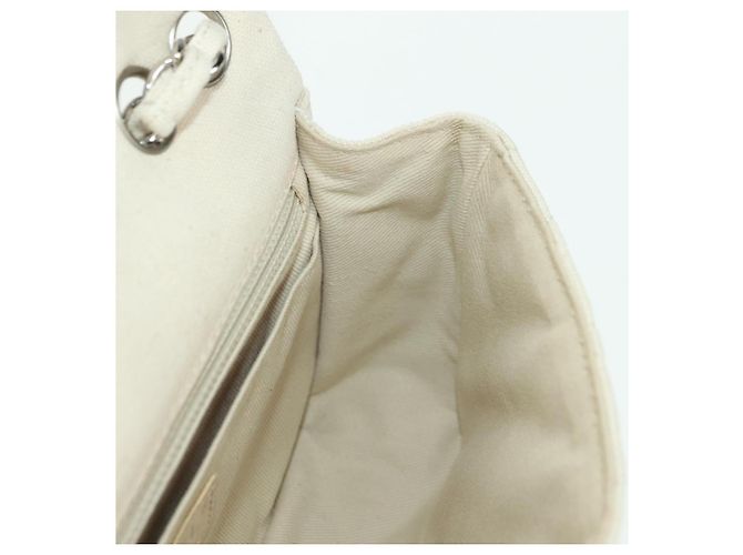 CHANEL Bolso de hombro Matelassé con cadena Canvas Blanco Plata CC - vista 24