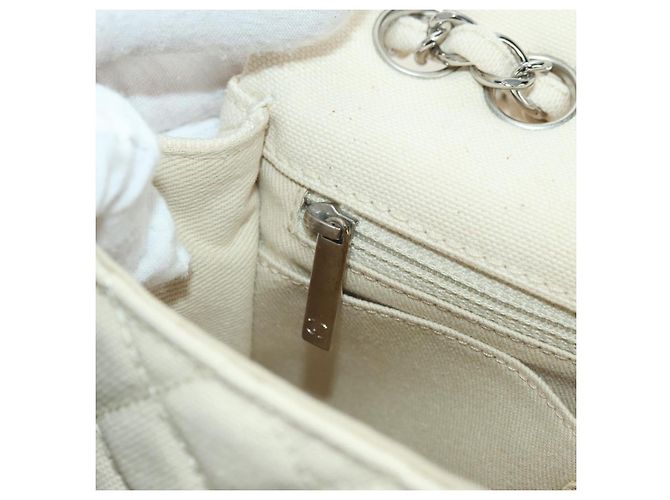 CHANEL Bolso de hombro Matelassé con cadena Canvas Blanco Plata CC - vista 26
