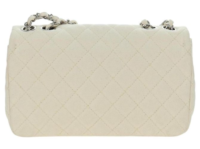 CHANEL Bolso de hombro Matelassé con cadena Canvas Blanco Plata CC - vista 3