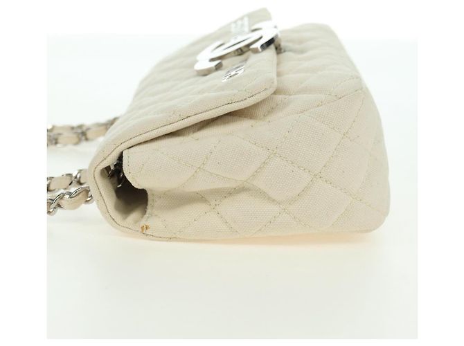 CHANEL Bolso de hombro Matelassé con cadena Canvas Blanco Plata CC - vista 4