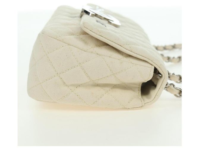 CHANEL Bolso de hombro Matelassé con cadena Canvas Blanco Plata CC - vista 5