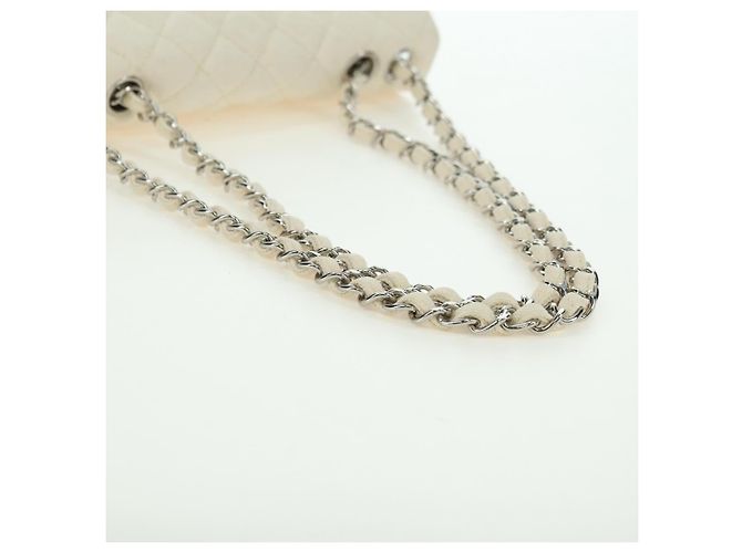 CHANEL Bolso de hombro Matelassé con cadena Canvas Blanco Plata CC - vista 7