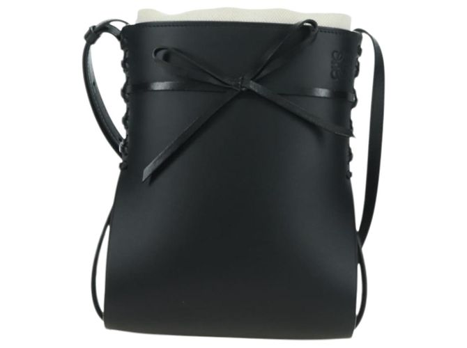 LOEWE Anagram Ikebana Shoulder Bag Leather Black Gold - vista 2