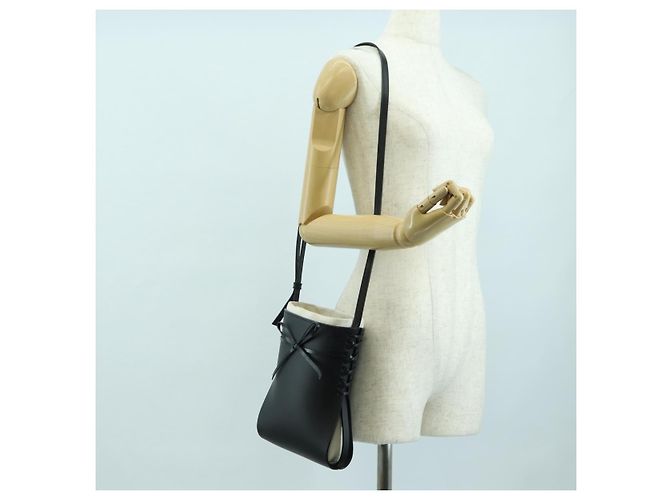 LOEWE Anagram Ikebana Shoulder Bag Leather Black Gold - vista 25