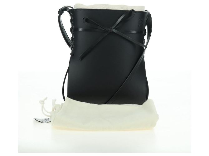 LOEWE Anagram Ikebana Shoulder Bag Leather Black Gold - vista 26