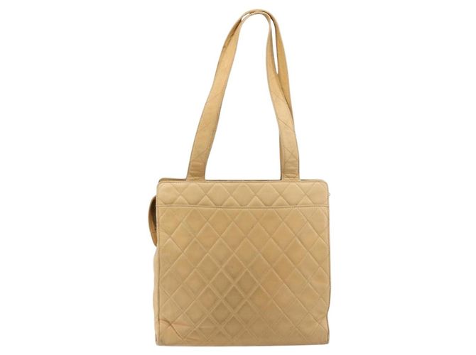 CHANEL Matelasse Shoulder Bag Lamb Skin Beige Gold CC - vista 2