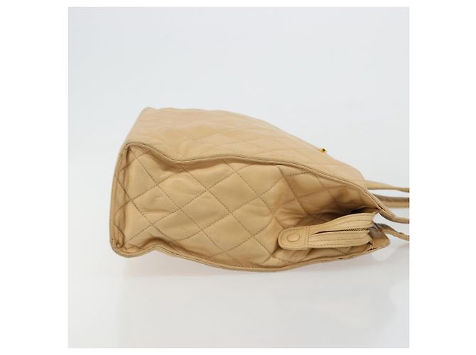 CHANEL Matelasse Shoulder Bag Lamb Skin Beige Gold CC - vista 4