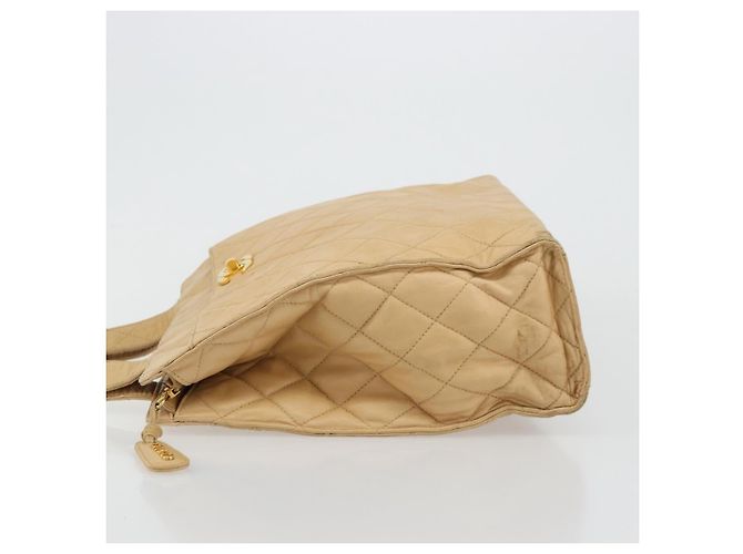 CHANEL Matelasse Shoulder Bag Lamb Skin Beige Gold CC - vista 6