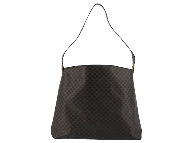 Céline CELINE Macadam Canvas Shoulder Bag PVC Leather Black Gold - vista 13