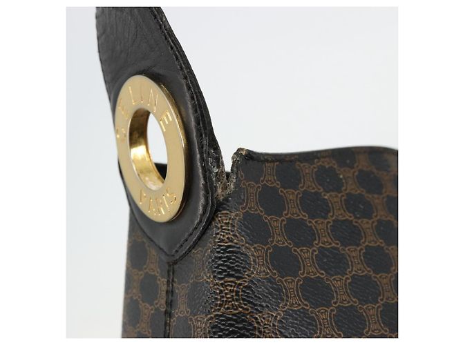 Céline CELINE Macadam Canvas Shoulder Bag PVC Leather Black Gold - vista 17