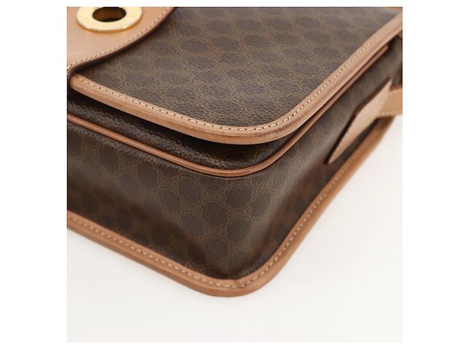 Céline CELINE Macadam Canvas Circle Shoulder Bag PVC Leather Brown Gold - vista 10