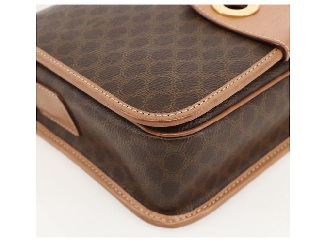 Céline CELINE Macadam Canvas Circle Shoulder Bag PVC Leather Brown Gold - vista 11