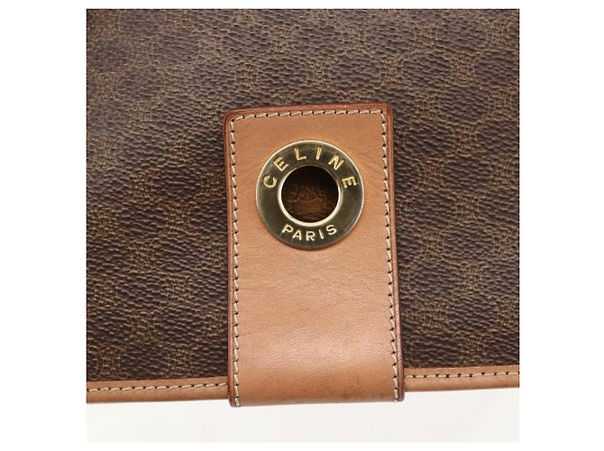 Céline CELINE Macadam Canvas Circle Shoulder Bag PVC Leather Brown Gold - vista 14