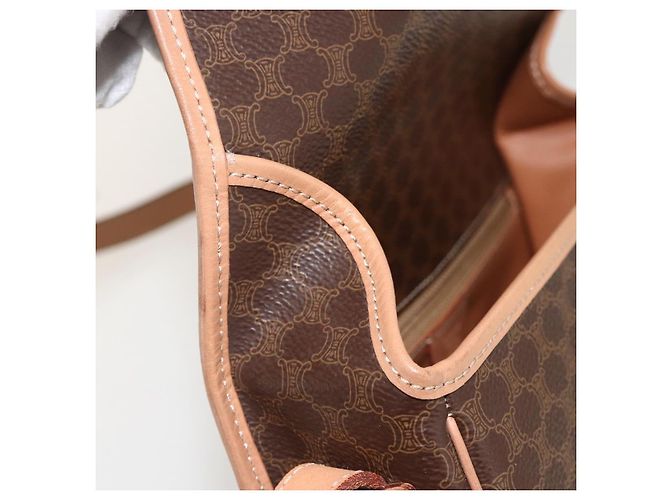 Céline CELINE Macadam Canvas Circle Shoulder Bag PVC Leather Brown Gold - vista 16