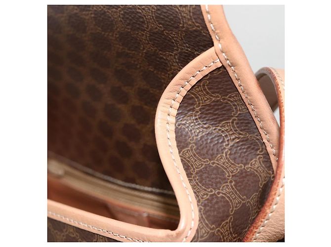 Céline CELINE Macadam Canvas Circle Shoulder Bag PVC Leather Brown Gold - vista 17