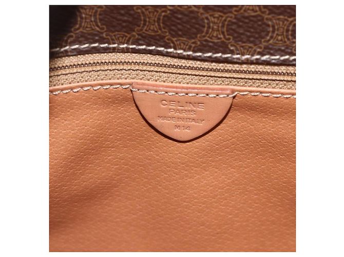 Céline CELINE Macadam Canvas Circle Shoulder Bag PVC Leather Brown Gold - vista 18