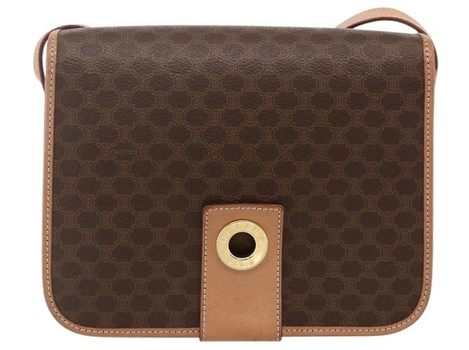 Céline CELINE Macadam Canvas Circle Shoulder Bag PVC Leather Brown Gold - vista 2