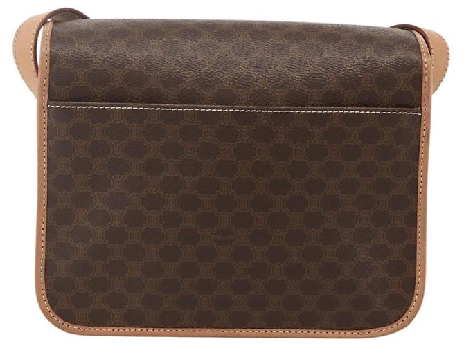 Céline CELINE Macadam Canvas Circle Shoulder Bag PVC Leather Brown Gold - vista 3