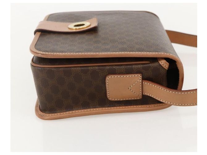 Céline CELINE Macadam Canvas Circle Shoulder Bag PVC Leather Brown Gold - vista 5