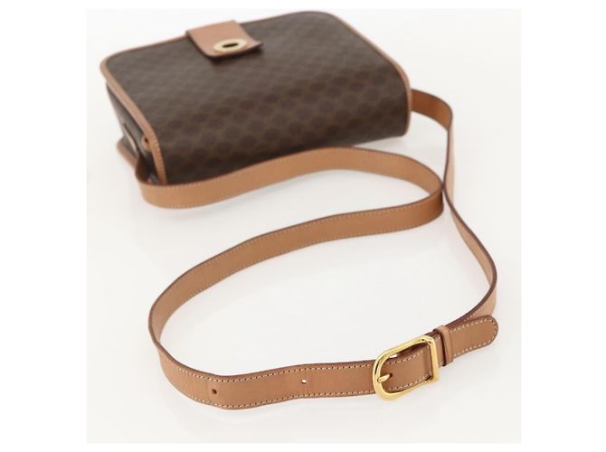Céline CELINE Macadam Canvas Circle Shoulder Bag PVC Leather Brown Gold - vista 7