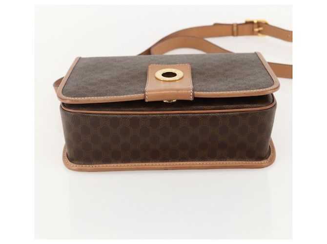 Céline CELINE Macadam Canvas Circle Shoulder Bag PVC Leather Brown Gold - vista 9