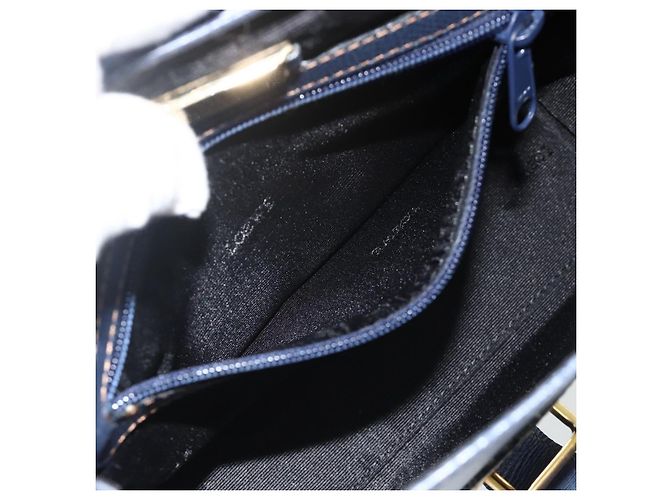 LOEWE Hand Bag Leather 2way Navy Gold - vista 23