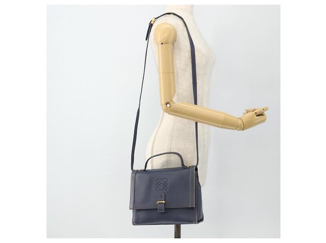 LOEWE Hand Bag Leather 2way Navy Gold - vista 24