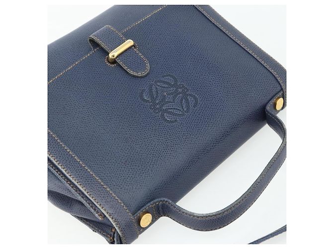 LOEWE Hand Bag Leather 2way Navy Gold - vista 6
