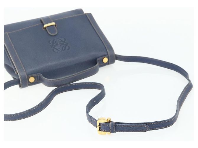 LOEWE Hand Bag Leather 2way Navy Gold - vista 9