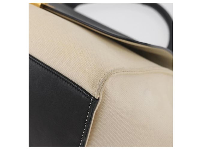 Céline CELINE Trapeze Hand Bag Canvas Leather 2way Gold Beige - vista 13