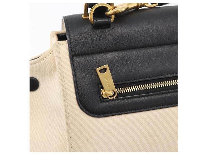 Céline CELINE Trapeze Hand Bag Canvas Leather 2way Gold Beige - vista 16