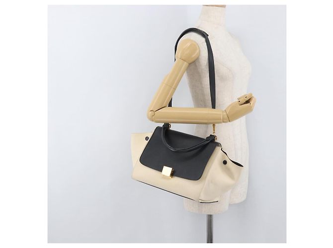 Céline CELINE Trapeze Hand Bag Canvas Leather 2way Gold Beige - vista 28