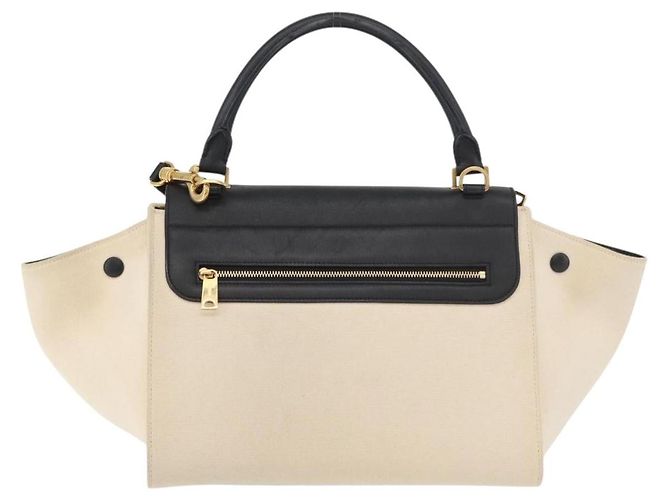 Céline CELINE Trapeze Hand Bag Canvas Leather 2way Gold Beige - vista 3