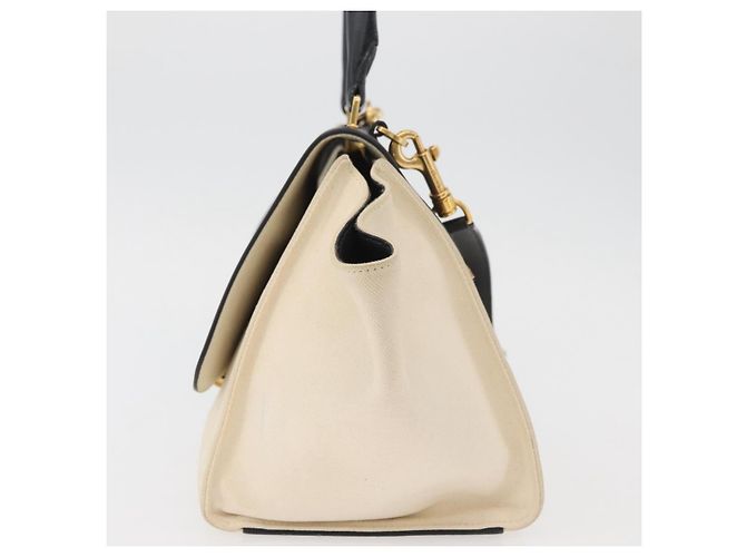 Céline CELINE Trapeze Hand Bag Canvas Leather 2way Gold Beige - vista 4