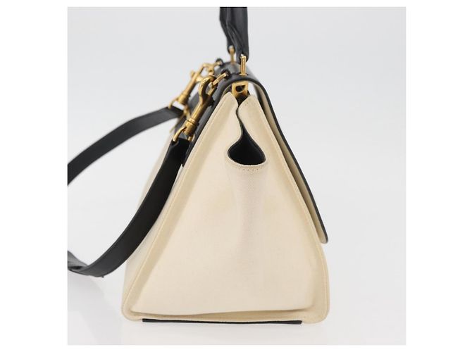 Céline CELINE Trapeze Hand Bag Canvas Leather 2way Gold Beige - vista 5