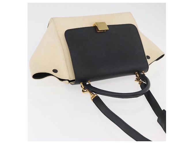 Céline CELINE Trapeze Hand Bag Canvas Leather 2way Gold Beige - vista 6