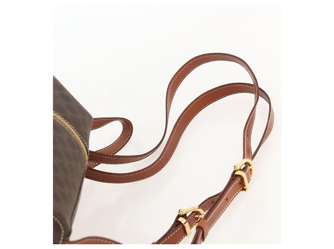 Céline CELINE Macadam Canvas Backpack PVC Leather Brown Gold - vista 10