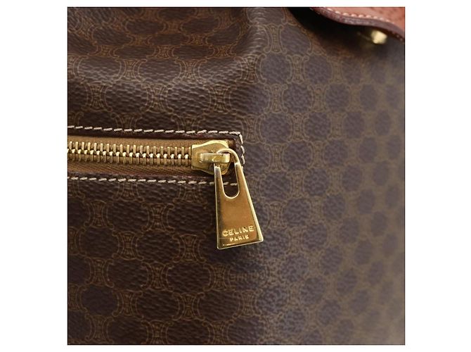 Céline CELINE Macadam Canvas Backpack PVC Leather Brown Gold - vista 16
