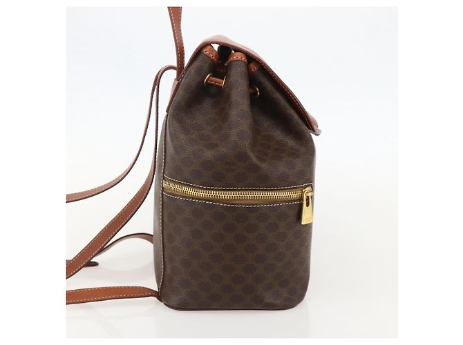 Céline CELINE Macadam Canvas Backpack PVC Leather Brown Gold - vista 4