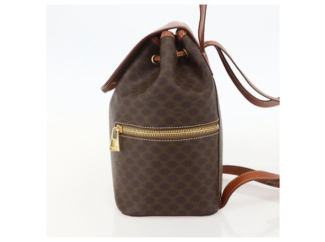 Céline CELINE Macadam Canvas Backpack PVC Leather Brown Gold - vista 5