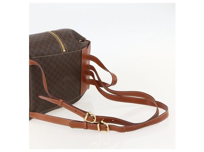 Céline CELINE Macadam Canvas Backpack PVC Leather Brown Gold - vista 9